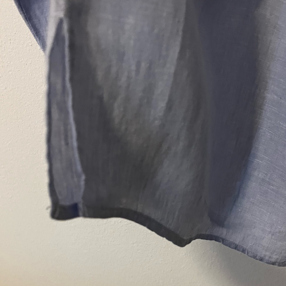 Sigrid Olsen Blue 100% Linen Popover Roll Tab Sleeves Breathable Coastal Boho 1X - Picture 9 of 10